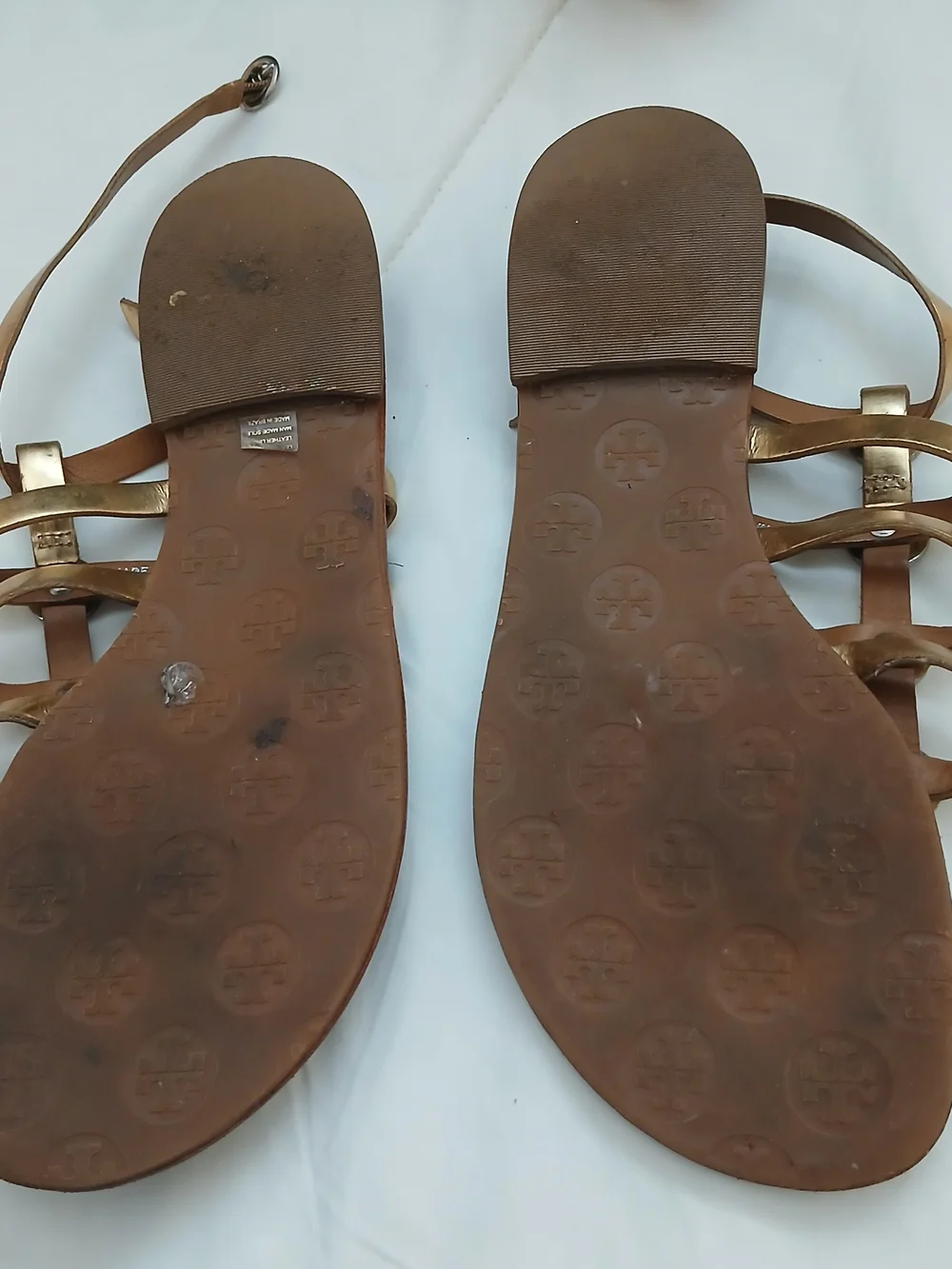 Tory Burch Gold Leather Strappy Sandals